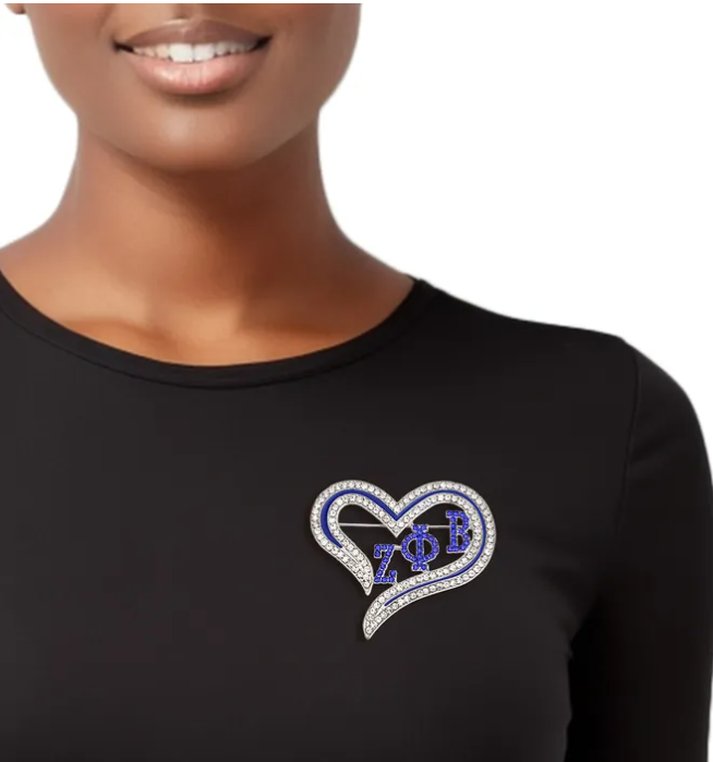 ΖΦΒ Heart Bling Brooch