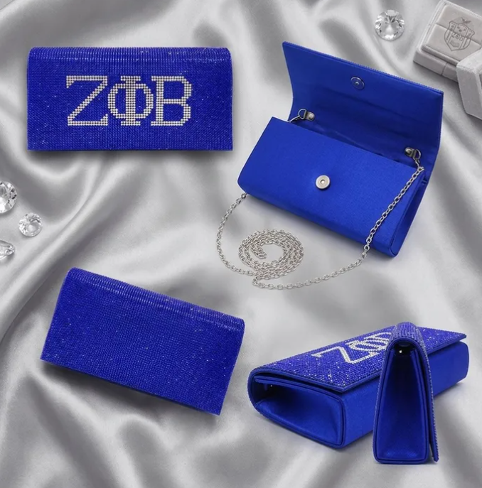 ΖΦΒ Blue Rhinestone Clutch Bag