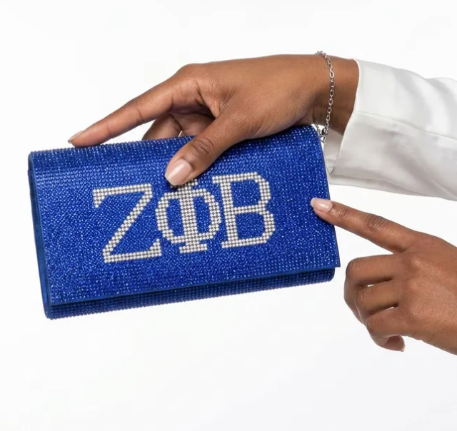 ΖΦΒ Blue Rhinestone Clutch Bag