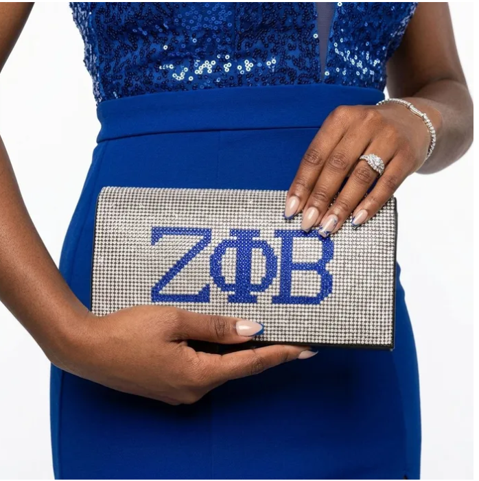 ΖΦΒ Clear Rhinestone Clutch Bag