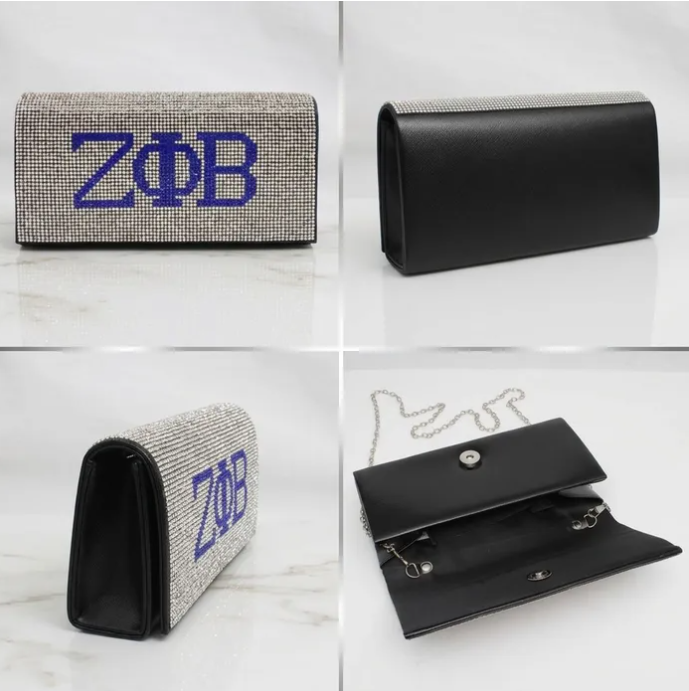 ΖΦΒ Clear Rhinestone Clutch Bag