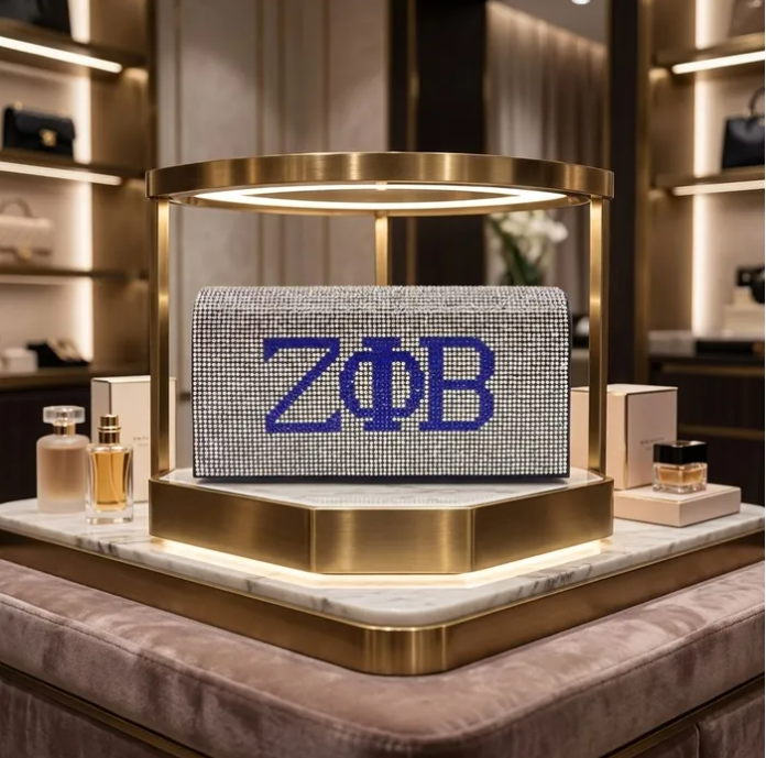 ΖΦΒ Clear Rhinestone Clutch Bag